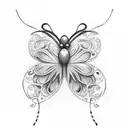 half butterfly with flower and spider tattoo design idea