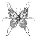 half butterfly with flower and spider tattoo design idea