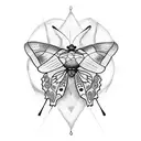 half butterfly with flower and spider tattoo design idea