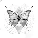 half butterfly with flower and spider tattoo design idea