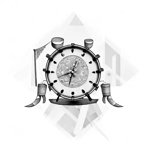 drum clock tattoo design idea