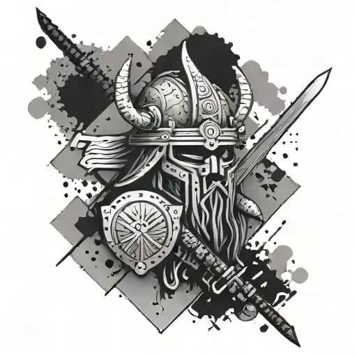 Design a tattoo showcasing a blend of Japanese samurai armor and Nordic Viking symbols to symbolize strength and resilience in your career as a construction engineer tattoo design idea