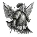 Design a tattoo showcasing a blend of Japanese samurai armor and Nordic Viking symbols to symbolize strength and resilience in your career as a construction engineer tattoo design idea