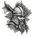 Design a tattoo showcasing a blend of Japanese samurai armor and Nordic Viking symbols to symbolize strength and resilience in your career as a construction engineer tattoo design idea