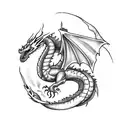 fire breathing dragon tattoo design idea