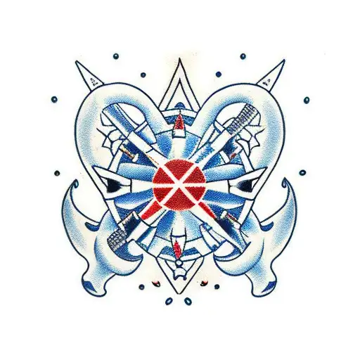 Clipper with pinups and nautical elements tattoo design idea