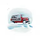 Cartoon style tattoo of a small red 4x4  tattoo design idea