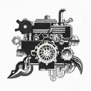 Incorporate elements of a car engine into a mandala design, symbolizing the harmony between passion for cars and inner calm tattoo design idea