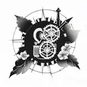 Incorporate elements of a car engine into a mandala design, symbolizing the harmony between passion for cars and inner calm tattoo design idea