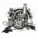 Incorporate elements of a car engine into a mandala design, symbolizing the harmony between passion for cars and inner calm tattoo design idea