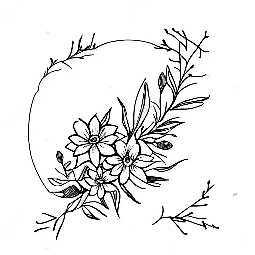 december, september, may, february, april birth flowers tattoo design idea
