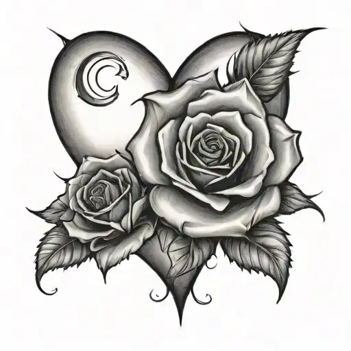 Make a lip mark and make two roses go around it to make a heart and a cross next to it  tattoo design idea