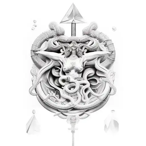 full sleeve based off ancient greek mythology involving persephone athena zeus poseidon ares apollo and medusa tattoo design idea