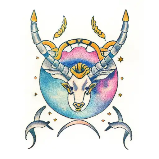 Capricorn sign with Gemini sign with Virgo sign tattoo design idea