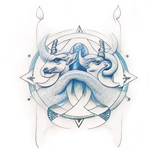 Gemini sign incorporated with Virgo sign incorporated with Capricorn sign tattoo design idea