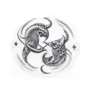 Gemini sign incorporated with Virgo sign incorporated with Capricorn sign tattoo design idea