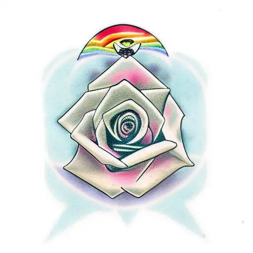 Pink Floyd time with a rose tattoo design idea