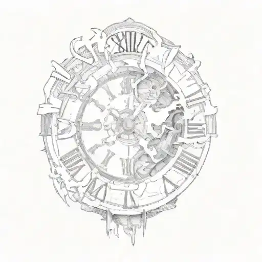 a broken clock tattoo design idea