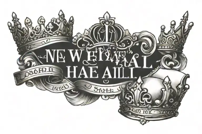text saying "we have it all" with a crown, money rolls, and a female eyes between two $100 tattoo design idea