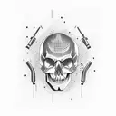 gun shooting skull tattoo design idea