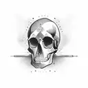 gun shooting skull tattoo design idea