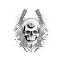 gun shooting skull tattoo design idea