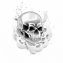 gun shooting skull tattoo design idea