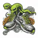 alien running shoe tattoo design idea