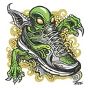 alien running shoe tattoo design idea