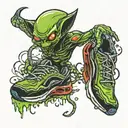 alien running shoe tattoo design idea