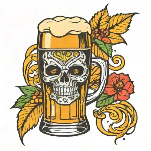 glass of beer tattoo design idea