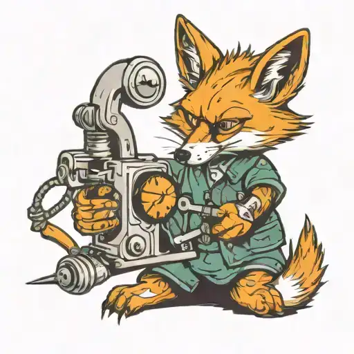 fox holding tattoo machine  tattoo design idea
