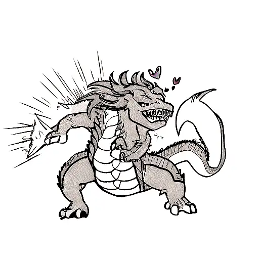 dragon having heart attack  tattoo design idea