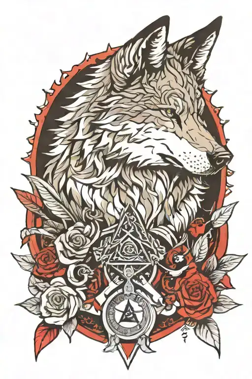 wolf and illuminati Consisting tattoo design idea