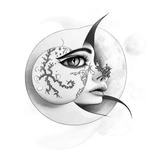 paloma y una luna creciente tattoo design idea