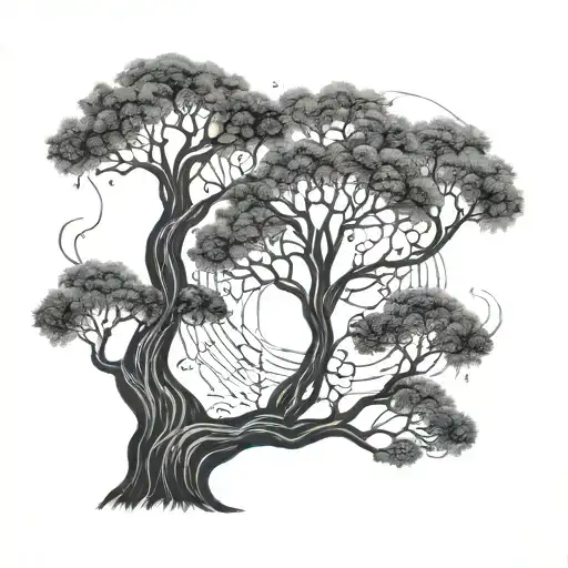 tree with DNA roots reaching deep tattoo design idea