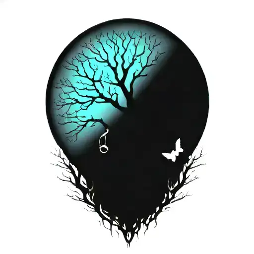 tree of life with DNA strand roots and animals in branches  tattoo design idea