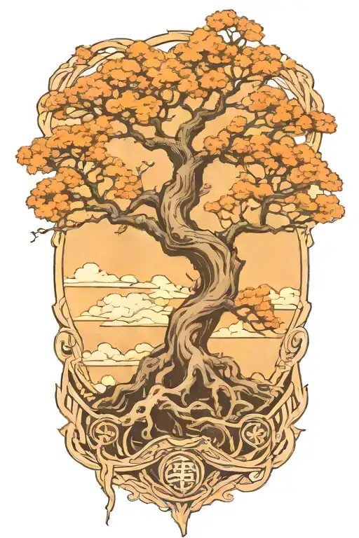 a bonzai tree branching infinitely 444 tattoo design idea