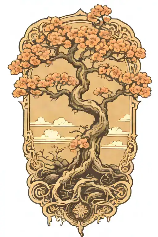 a bonzai tree branching infinitely tattoo design idea