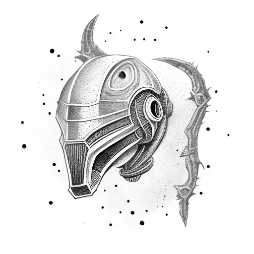 alien dressed as a knight tattoo design idea