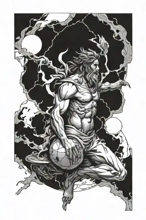 God Atlas holding tattoo design idea