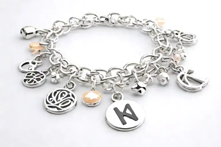 ankle bracelet charms and initials  tattoo design idea