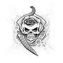 rose death hardcore snake knife  tattoo design idea