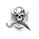 rose death hardcore snake knife  tattoo design idea
