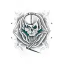 rose death hardcore snake knife  tattoo design idea