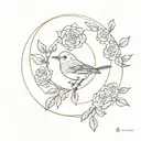 sphere and robin and sun and roses and   tattoo design idea