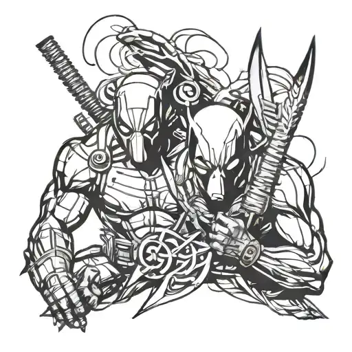 deadpool and wolverine tattoo design idea