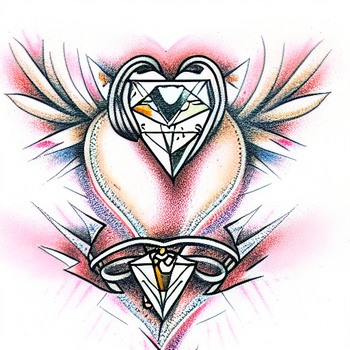 diamond heart tattoo design idea
