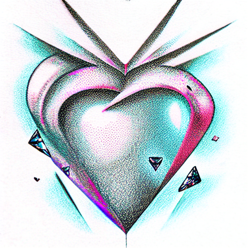Diamond heart tattoo design idea