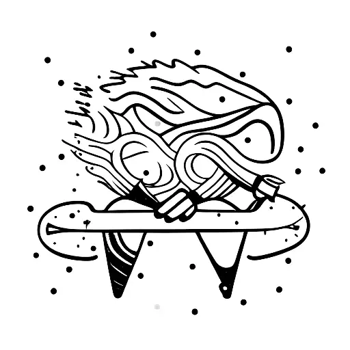 Snowboarder with a board tattoo design idea